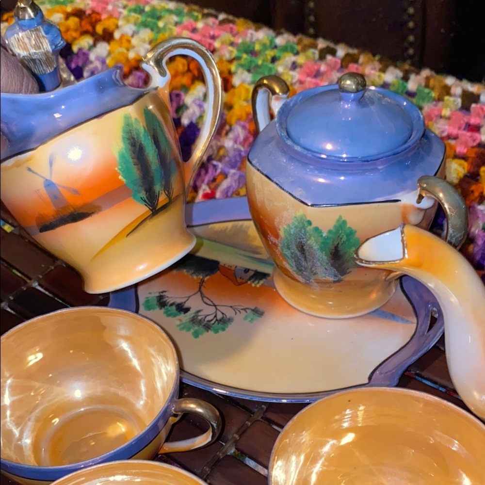 BX46 Vintage 23pc Unique TT Takito Japan Colorful Tea Set Hand painted - Picture 5 of 13